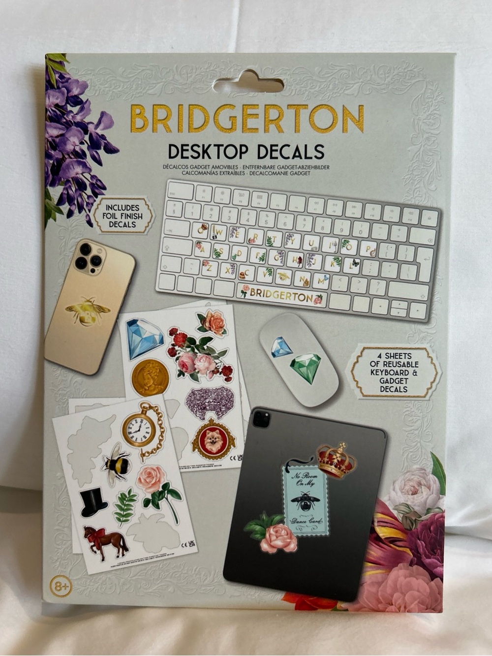 Bridgerton Desk Top Decals - Floral & Gold Accent Stickers